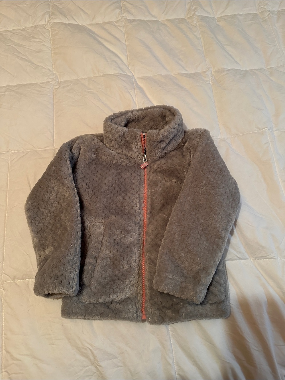 Columbia Kids Gray Plush Puffer Jacket with Pink Zipper